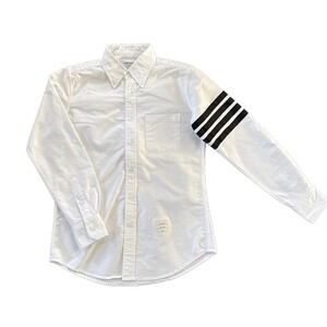 Thom Browne Button Down Shirt Men Medium 2 White Four Bar Oxford Made in Japan